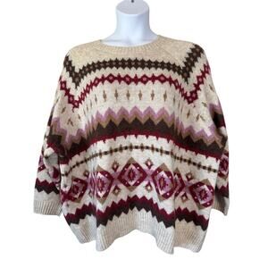 Old Navy Womens Sz 3X Fair Isle Pullover Sweater Long Sleeve Cozy Cabin Casual